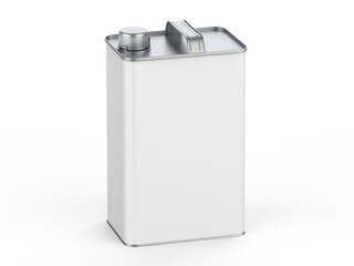 Metallic tin can with cap and handle for branding and mockup, 3d illustration.