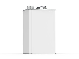 Metallic tin can with cap and handle for branding and mockup, 3d illustration.