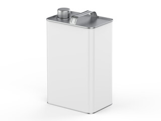 Metallic tin can with cap and handle for branding and mockup, 3d illustration.