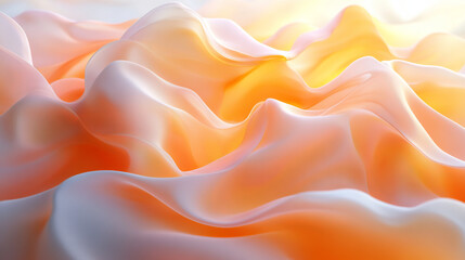 Abstract flowing shapes of soft, peachy, and light orange hues, suggestive of a landscape or fabric