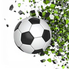 Obraz premium Green background with a classic black and white soccer ball on the grass, ready for play and competition
