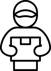 Delivery person holding a package icon representing logistics and shipping services