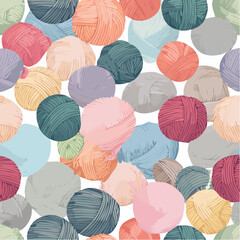 Fototapeta premium seamless spread of knitting yarn balls in various colors