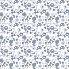 Country Blue  Floral Seamless Repeat Light 
