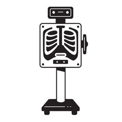 Fototapeta premium Black and white graphic illustration of an x-ray machine featuring human rib cage for medical use