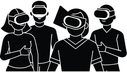 Diverse Users Experiencing Virtual Reality with VR Headsets in a Digital World