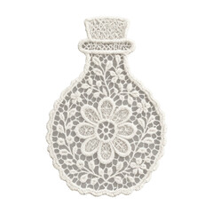 PNG Intricate lace floral bottle design.