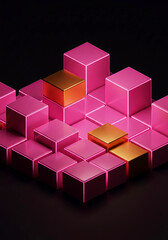 Fototapeta premium Isometric Cubes with Glowing Edges in Vibrant Tones