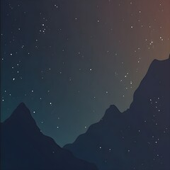 Fototapeta premium Stylized mountain peaks silhouetted against a starry night sky with a gradient
