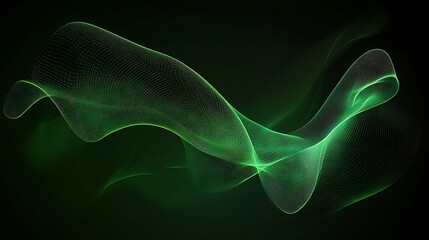 Abstract swirling green lines on dark background (1)