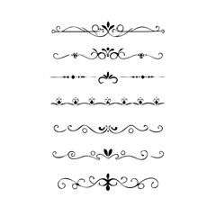 Obraz premium Set of Vintage decorative lines. text dividers. Line border. Lines separators, Borders, Vintage dividers, Underline elements. Divider set vector. Vector illustration.Line dividers. 