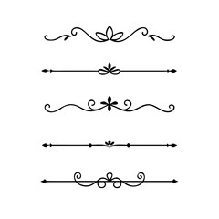 Set of Vintage decorative lines. text dividers. Line border. Lines separators, Borders, Vintage dividers, Underline elements. Divider set vector. Vector illustration.Line dividers.	