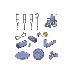 Assistive Mobility  Fitness Equipment Crutches Wheelchair Exercise Ball Dumbbells Foam Roller