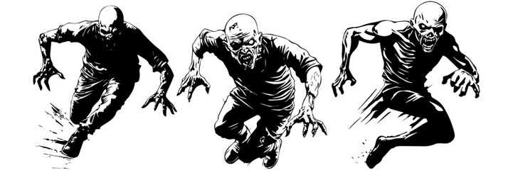 Zombie Skull Vector Set – Scary Monster Head Illustrations