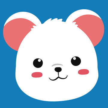 Adorable Chibi pollar bear white bear kids illustration animals with blush on
