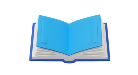 Open Blue Book 3D Render Isolated on Black Background