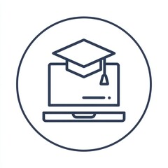 Online Education Graduation Cap on Laptop Illustration