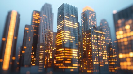 Fototapeta premium Vibrant metropolis, a captivating night view of skyscrapers and city lights illuminated