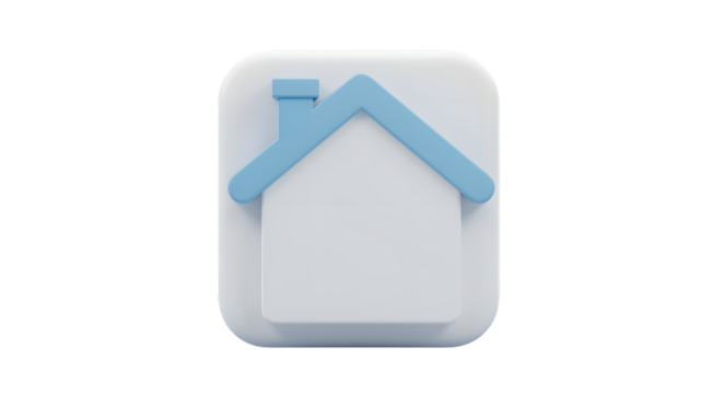 Modern Minimalist 3D House Icon for App Design