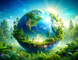 Earth nestled in a lush forest