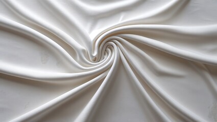 Swirling Vortex of Creamy White Silk Fabric Captured from Above with Elegant Folds and Luxurious Texture