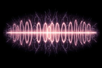 A vivid display of energy waves in electric pink on a dark background, radiating light and power