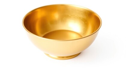 A golden bowl isolated on white background, perfect for food or display