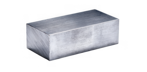 A rectangular metal block with a brushed finish. The image shows the block against a black background