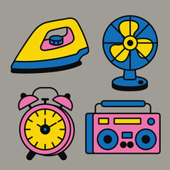 Popular 1990 Retro Items Illustration