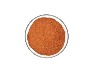 Chili powder in bowl on white background 