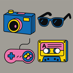 Popular 1990 Retro Items Illustration