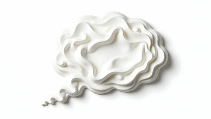 Symbol A speech bubble crafted from shaving foam, styled in a light format, displayed in whipped angle view on a white background (2)