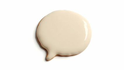 Symbol A speech bubble crafted from sugar icing, styled in a sweet format, displayed in baked top view on a white background (4)