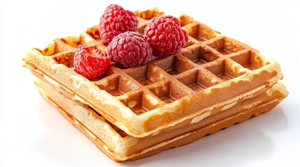 Fresh Belgian Waffles on White Background, Sweet Treat