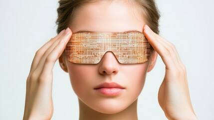 Futuristic woman with circuit board eyes, a vision of digital innovation