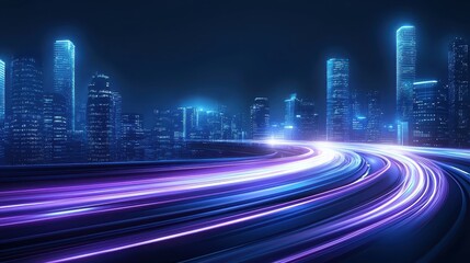 Fototapeta premium Dynamic cityscape at night, a stunning display of light trails and urban vibrancy
