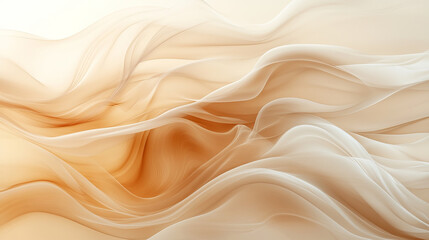 Obraz premium Flowing, soft, light beige and tan sheer fabric drapes in elegant curves