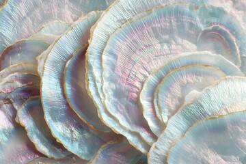An abstract of iridescent shell layers, reflecting a spectrum of colors and textures