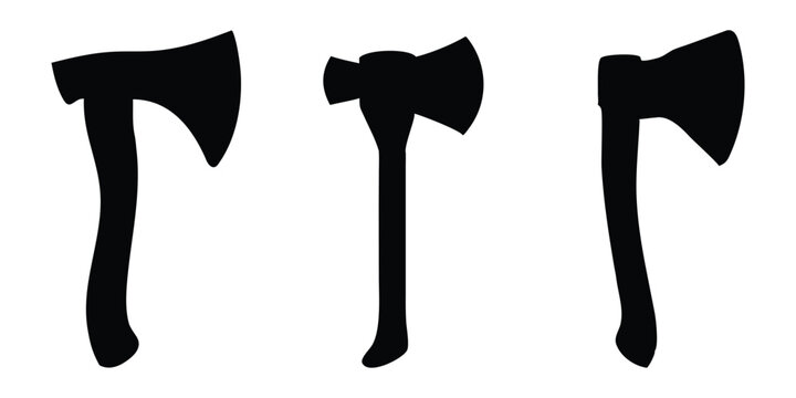 Wood axe silhouette vector, old axe vector icon set