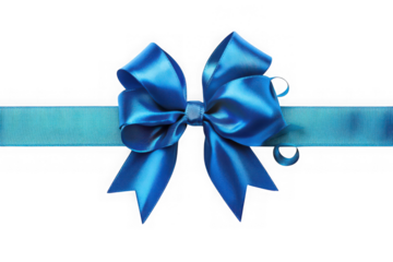 Elegant blue ribbon bow decoration design element graphic resource celebration gift isolated on transparent background