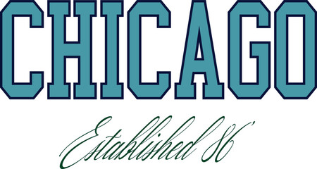 Chicago usa cute college front typography slogan design sports Varsity College USA Trending Graphic Tee t-shirt logo slogan artwork typography tote badge emblem crest Fashion Appa