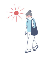 真夏に熱中症になる女性のイラスト素材