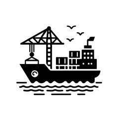 Obraz premium silhouette of Cargo ship and port crane