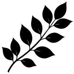 Clean Leaf Branch Silhouette On White Background