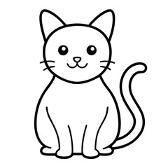 Cute Cat Outline Vector On White Background