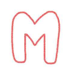 アルファベットM　 手書き文字　かわいい　素材　赤　イラスト　素材　アイコン　クレヨン風
