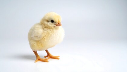 Obraz premium A fluffy yellow chick against a plain white background