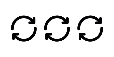 Obraz premium Explore the concept of refresh, cycle, and loop with these three circular arrow icons symbols vector
