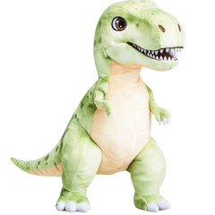 Fototapeta premium Adorable plush dinosaur costume character with friendly eyes and detailed features on a white background