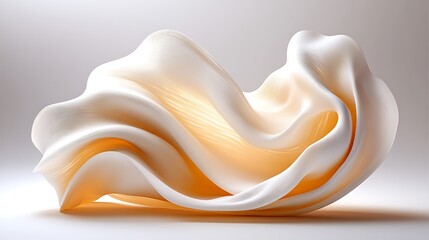 Abstract flowing cream wave with subtle golden glow creating an organic form